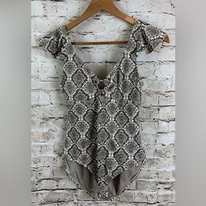 Tommy Bahama Women’s 6 One Piece Snake Print Swimsuit Gray